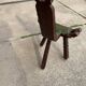 Spanish brutalist chair in solid wood and olive green leather, 1950s.