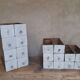 Lot de 8 tiroirs d'atelier avec poignées en bronze