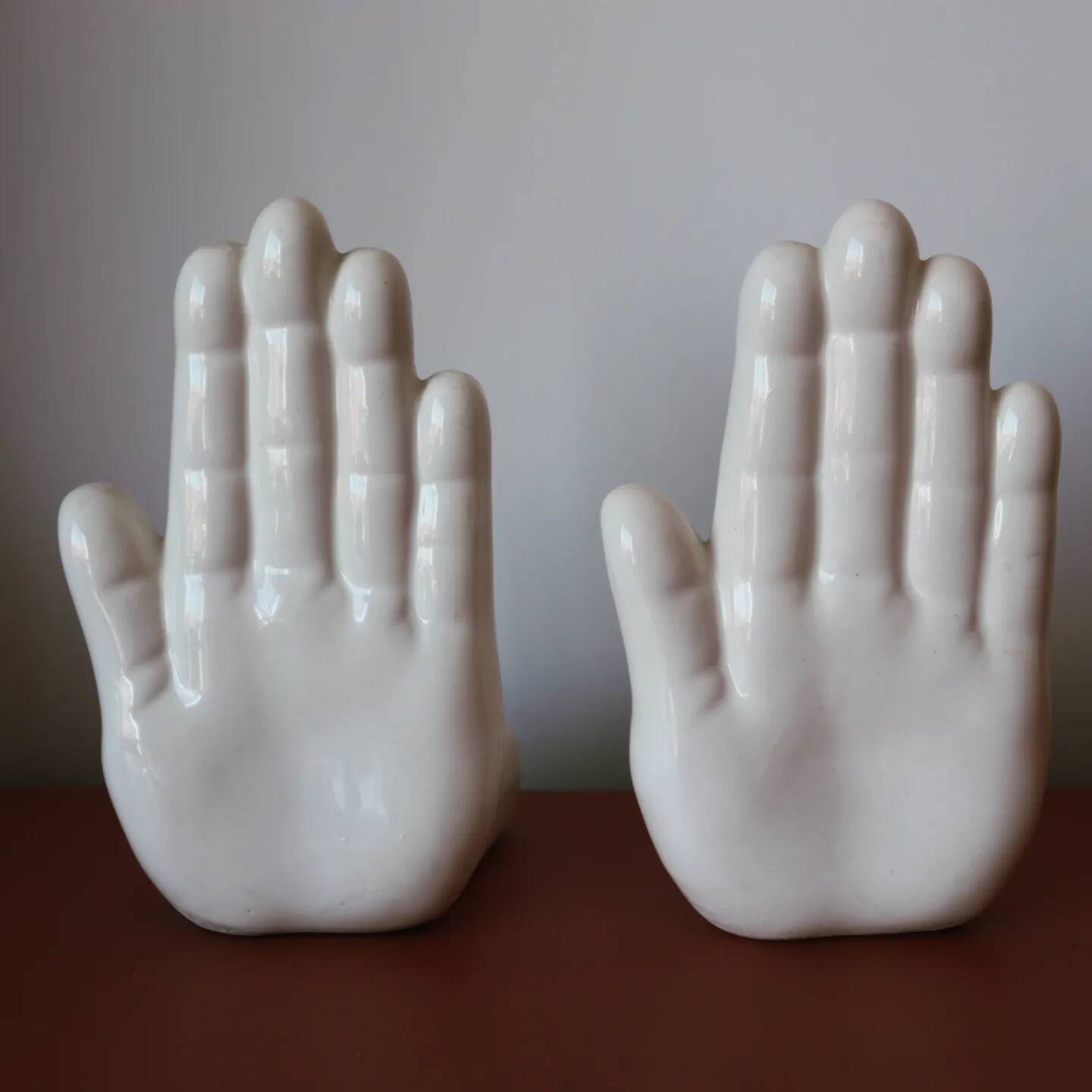 Pair of 80s ceramic hand bookends