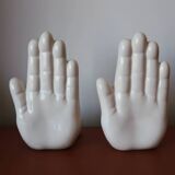 Pair of 80s ceramic hand bookends