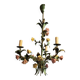 metal chandelier and porcelain flowers
