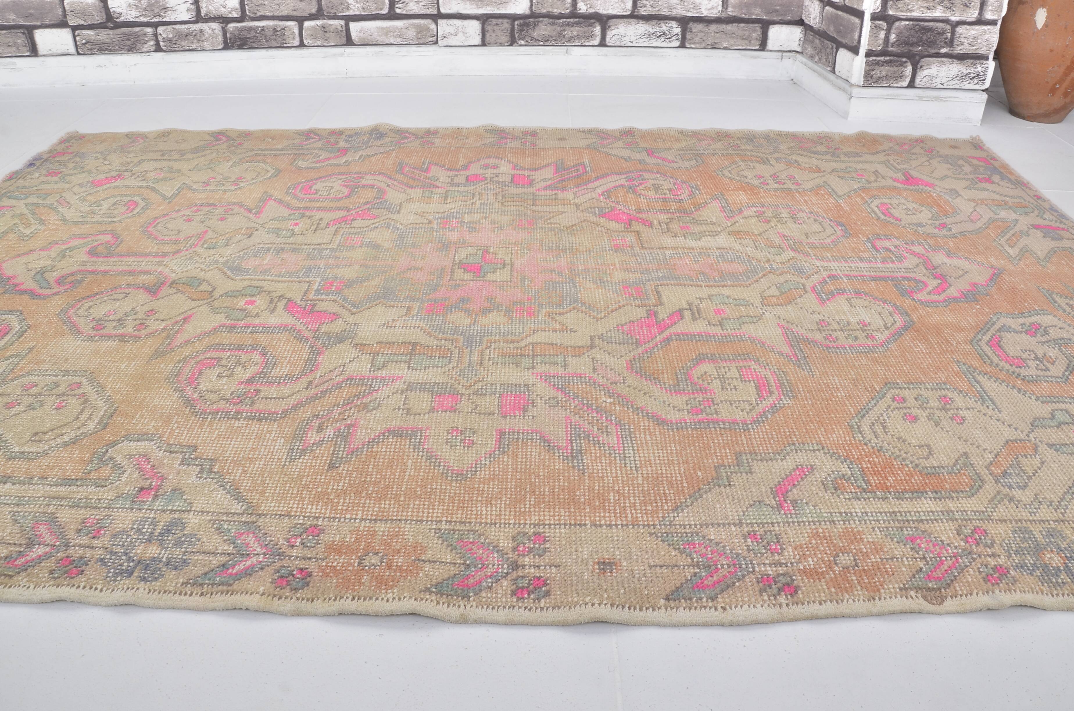 Orange & Beige Turkish Wool Rug sku 2584