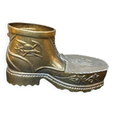 Vintage ashtray in the shape of a hiking boot with a hinged lid