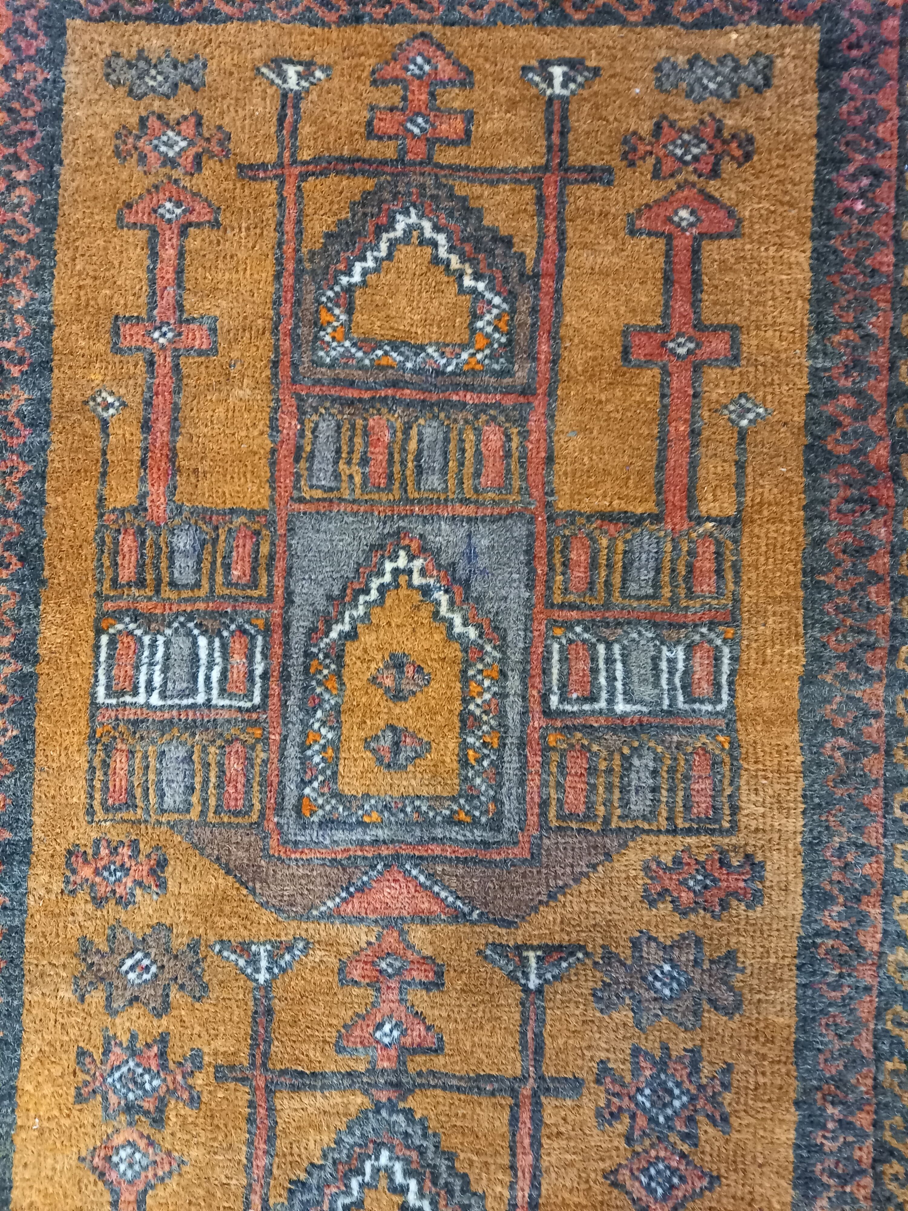 Rare Vintage Persian Church Pattern Rug