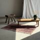 Four-legged stool in antique teak from Indonesia H 50 L 52
