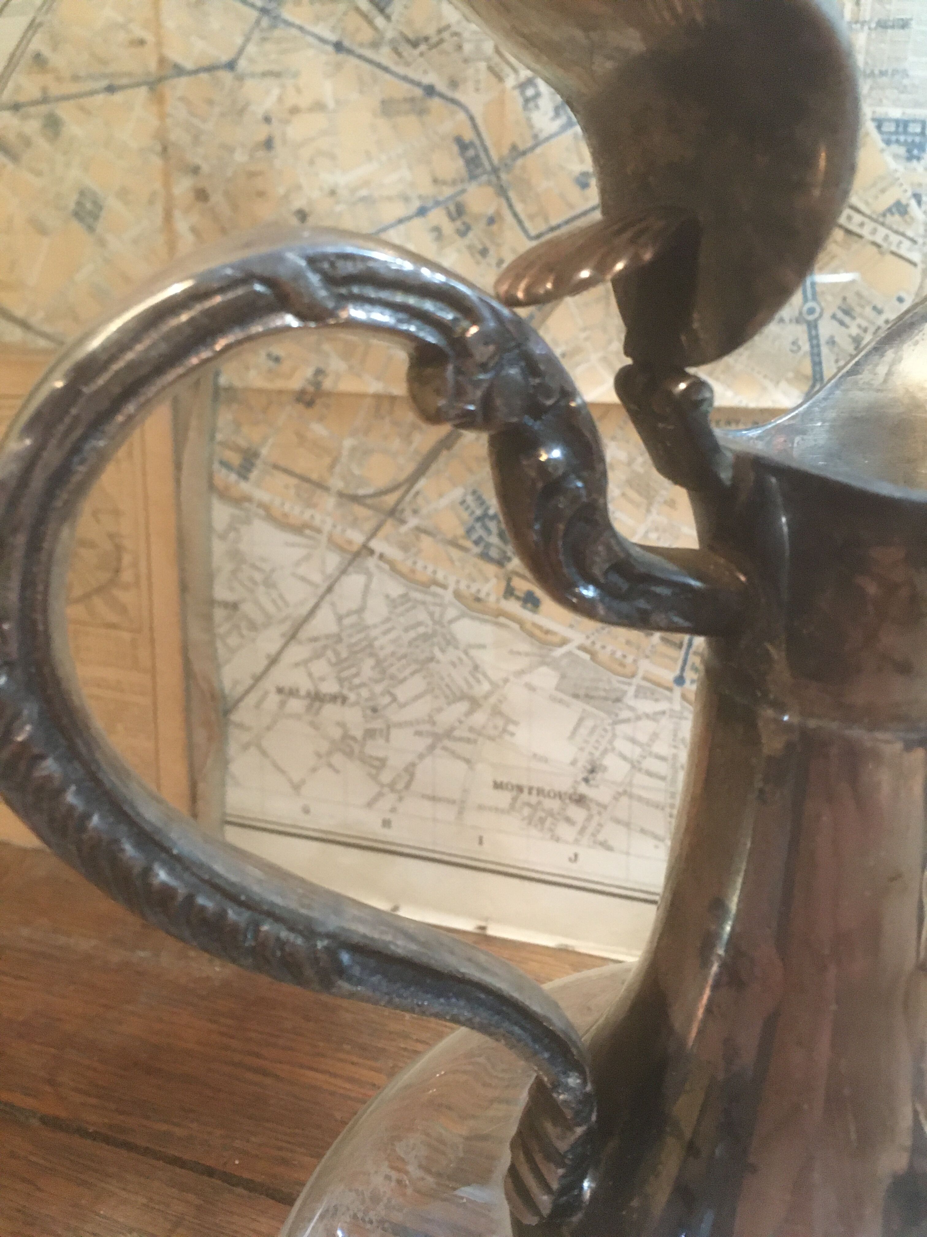 Glass and silver metal ewer