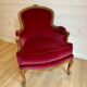 Vintage Louis XV style bergère / cabriolet armchair – Carved wood velvet