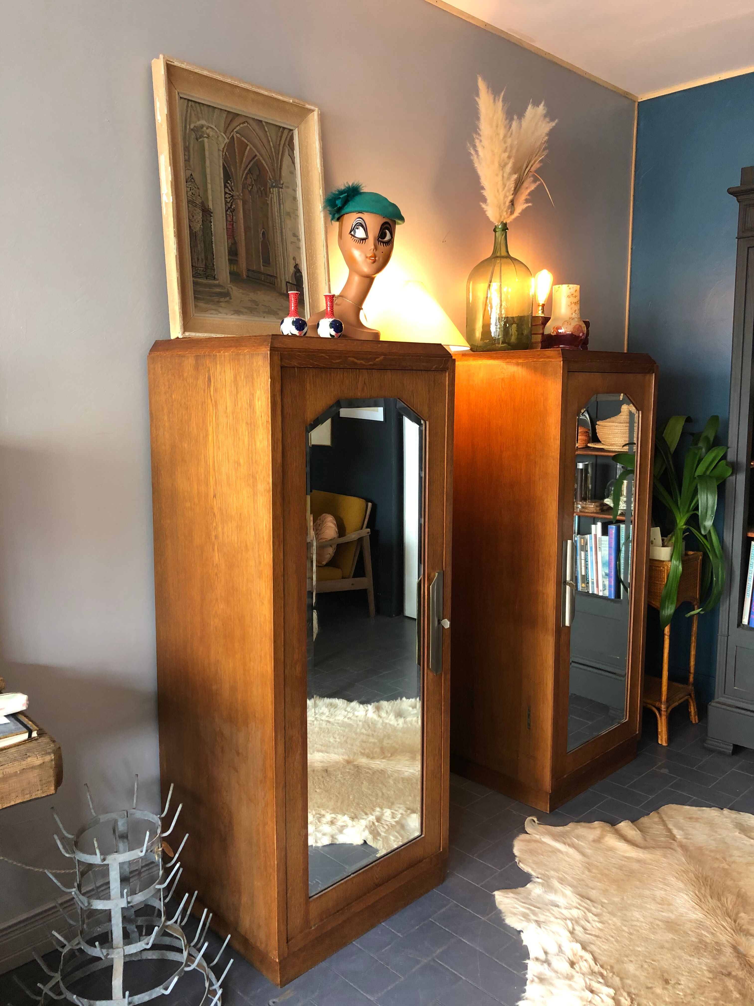 Art deco twin cabinets
