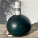 Wooden lamp base, ball-shaped, painted dark green, 1980