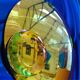 Modern Sculptural Concave French Mirror - Handmade Wall Art in Blue Glass