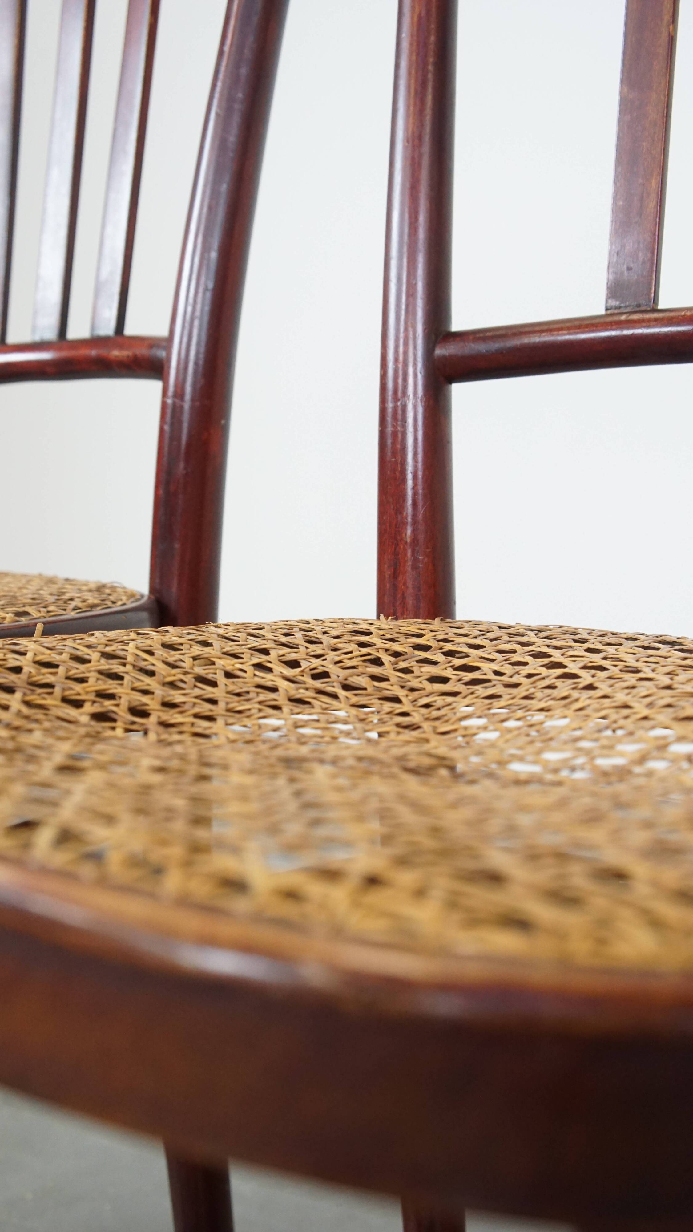 Set of 2 original vintage Thonet design bistro chairs with matte seats