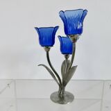 Silver-plated pewter candlestick signed Jean Goardère, 1970