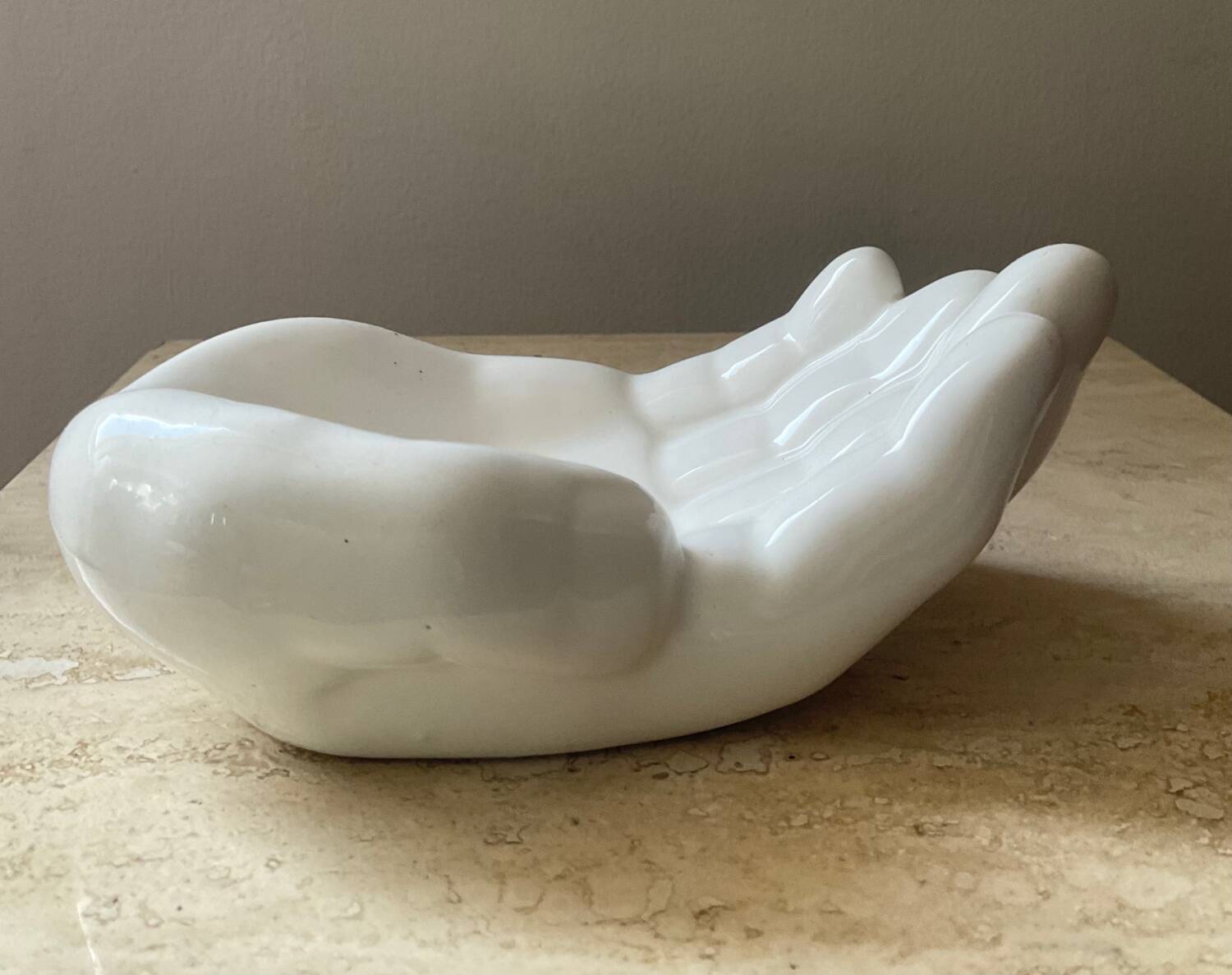 Empty vintage handmade ceramic pocket