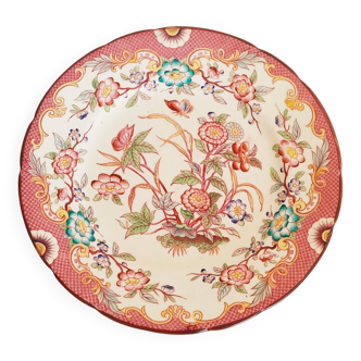 Porcelain dessert plate, Minton Decor 216, pink, Sarreguemines