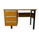 Bureau en bois vintage avec cadre en acier noir