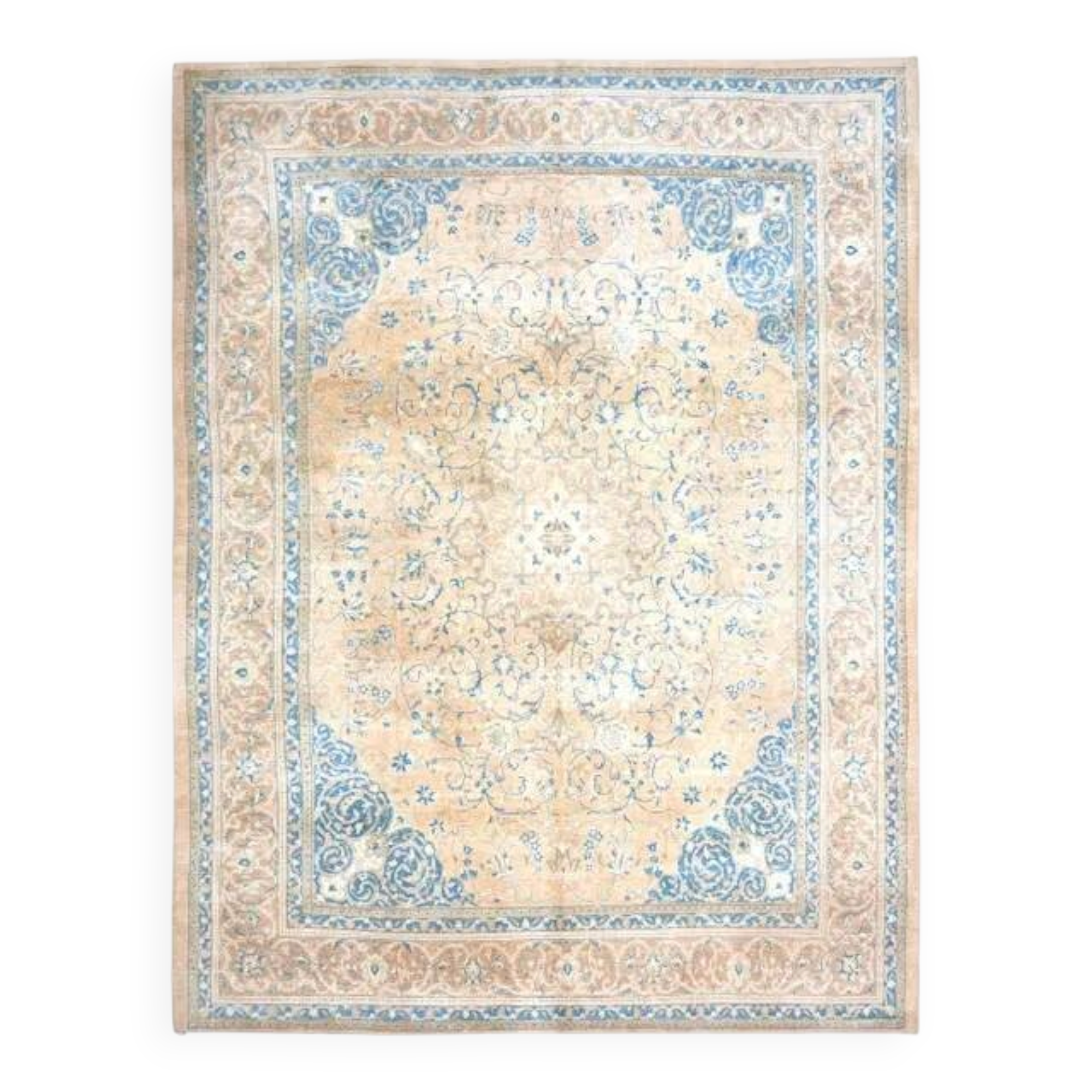 1960s Vintage Persian Handmade Wool Cotton Brown Area Rug 292x389