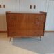 Vintage chest of drawers 3 drawers - varnished teak - Scandinavian style - retro patterns - 60s