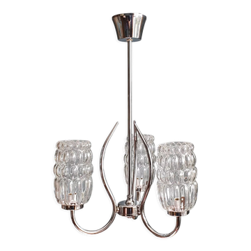 Suspension vintage années 50/60 chrome et verre
