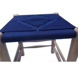 Tabouret macramé en soie végétal tissé main