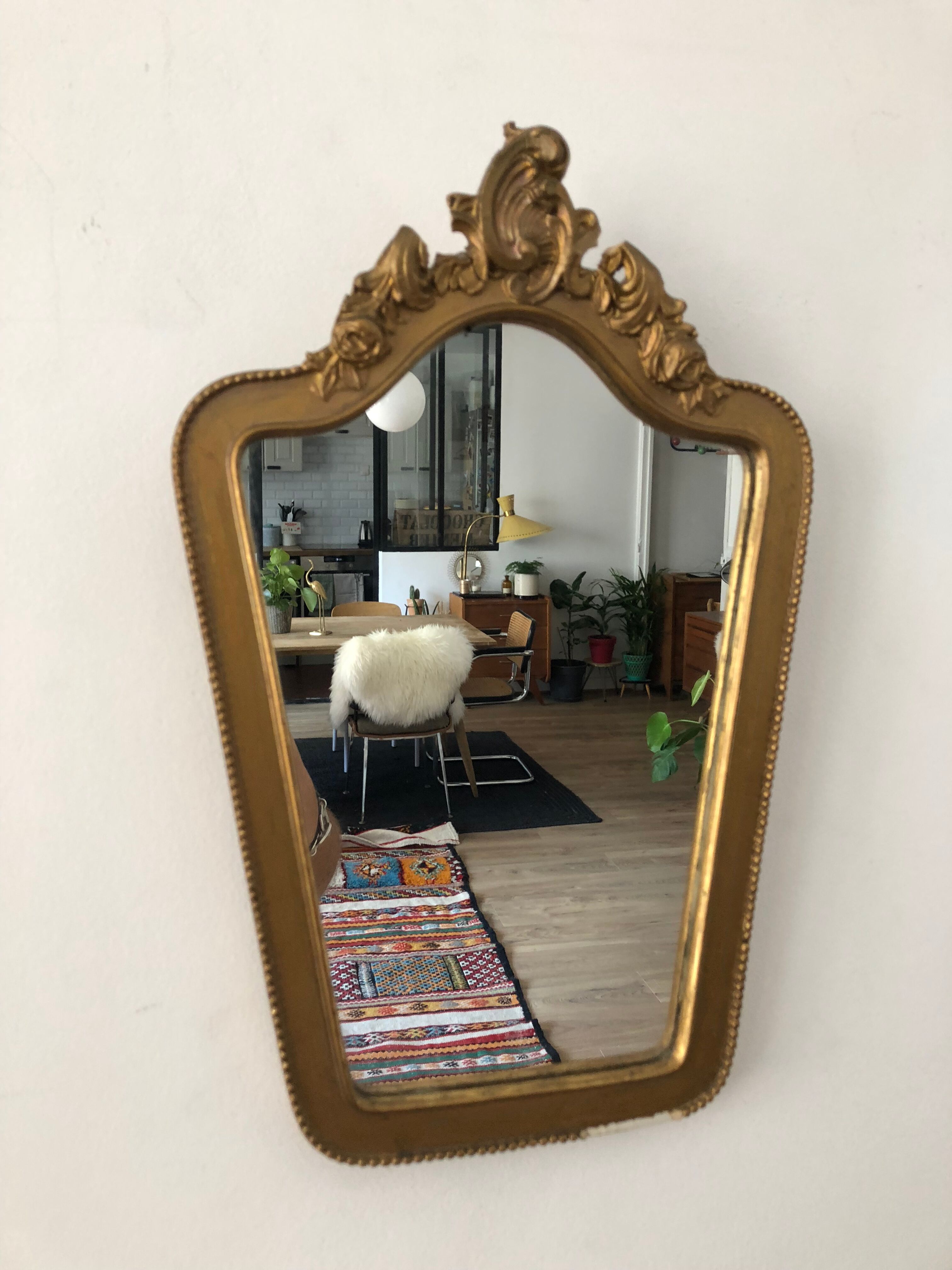 Miroir vintage en bois doré 30x15cm