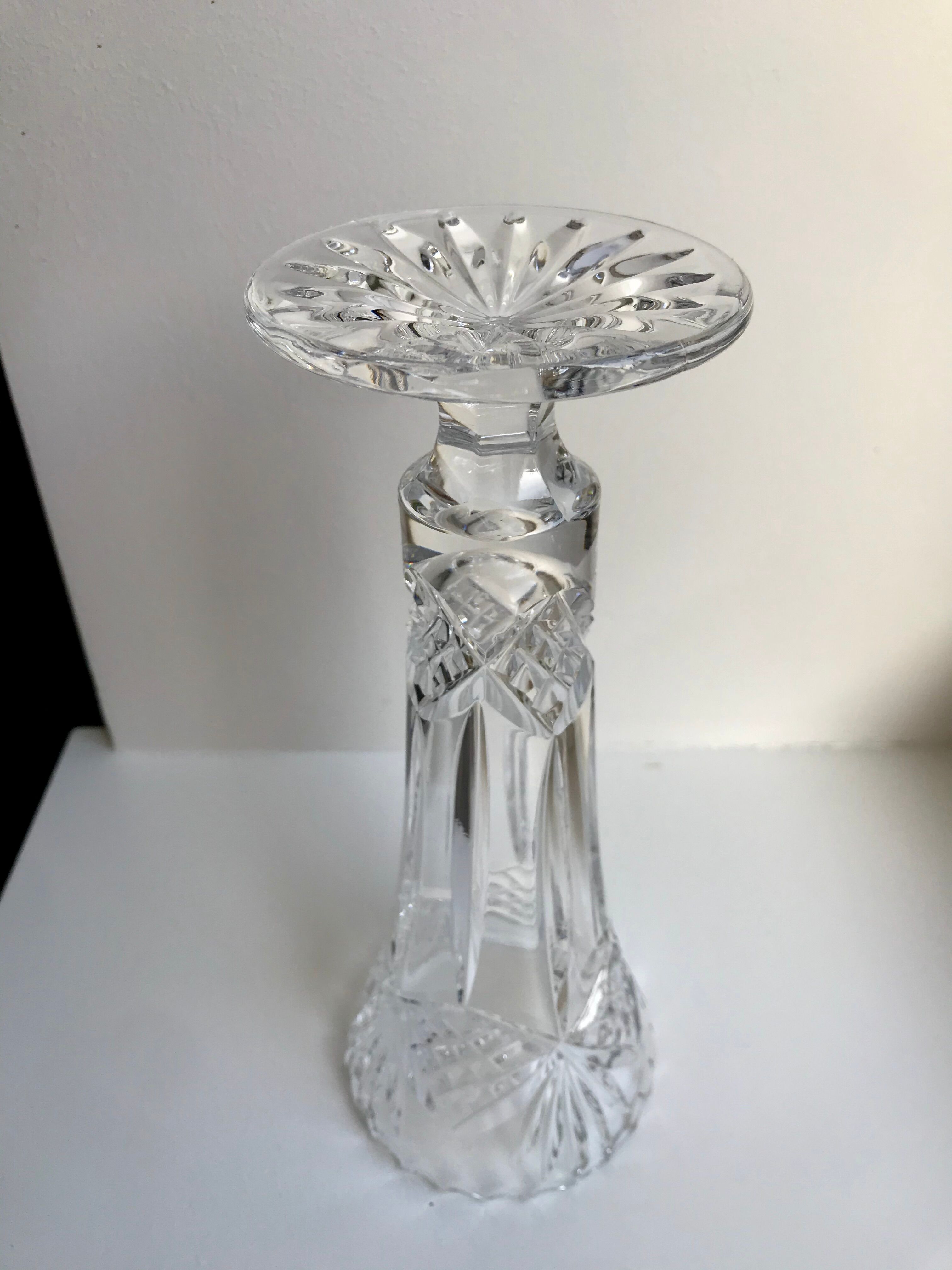 vase on feet in molded crystal glass from the 50s