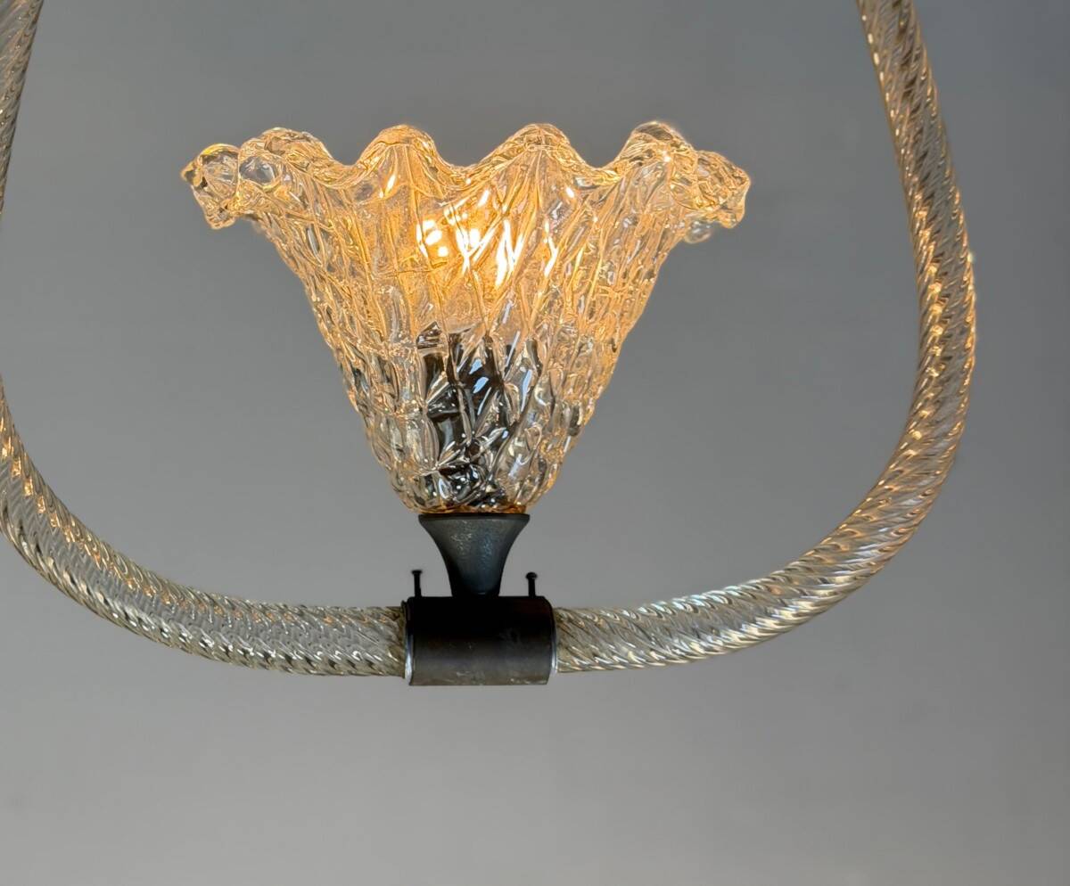 Venetian glass chandelier from Murano and brass, circa 1950.