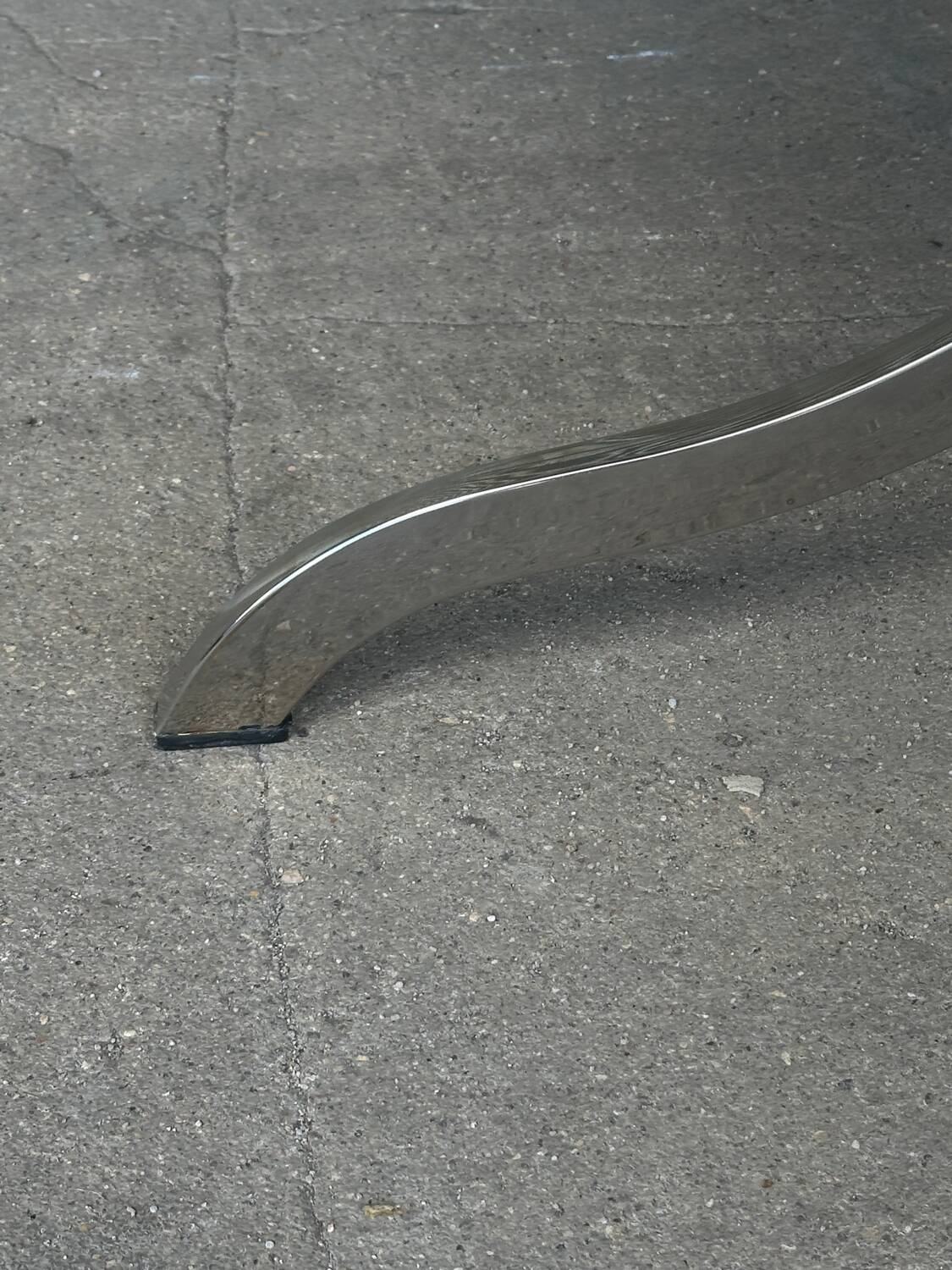 1970s table – chrome, brass, and smoked glass