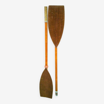 Pair of old wooden oars