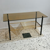 Smoked glass coffee table vinyl door