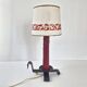 Vintage lamp in burgundy and black leather 1950