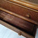 Commode bois et cannage