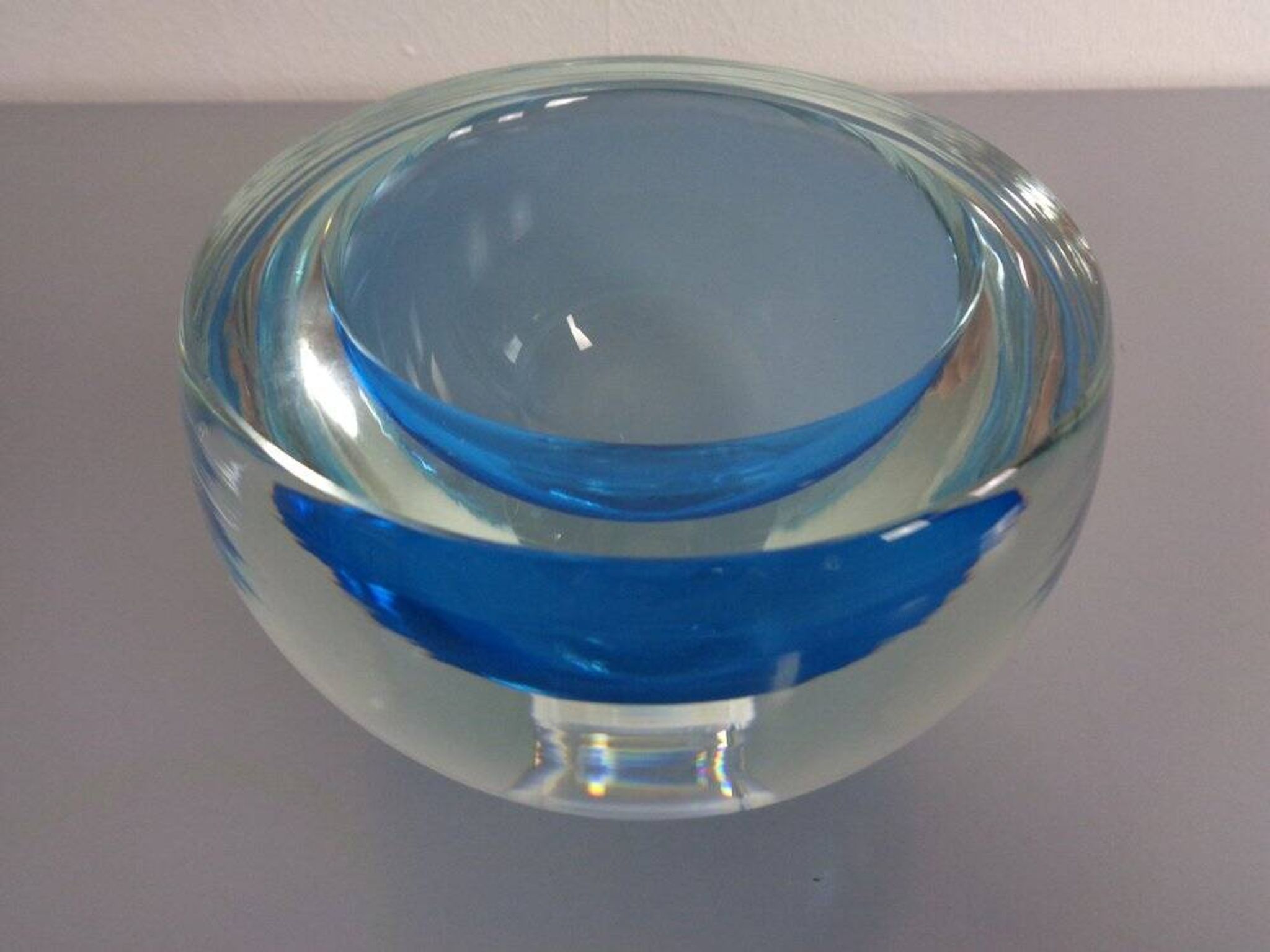 Large Sommerso Murano Glass Bowl by Flavio Poli, 1960s