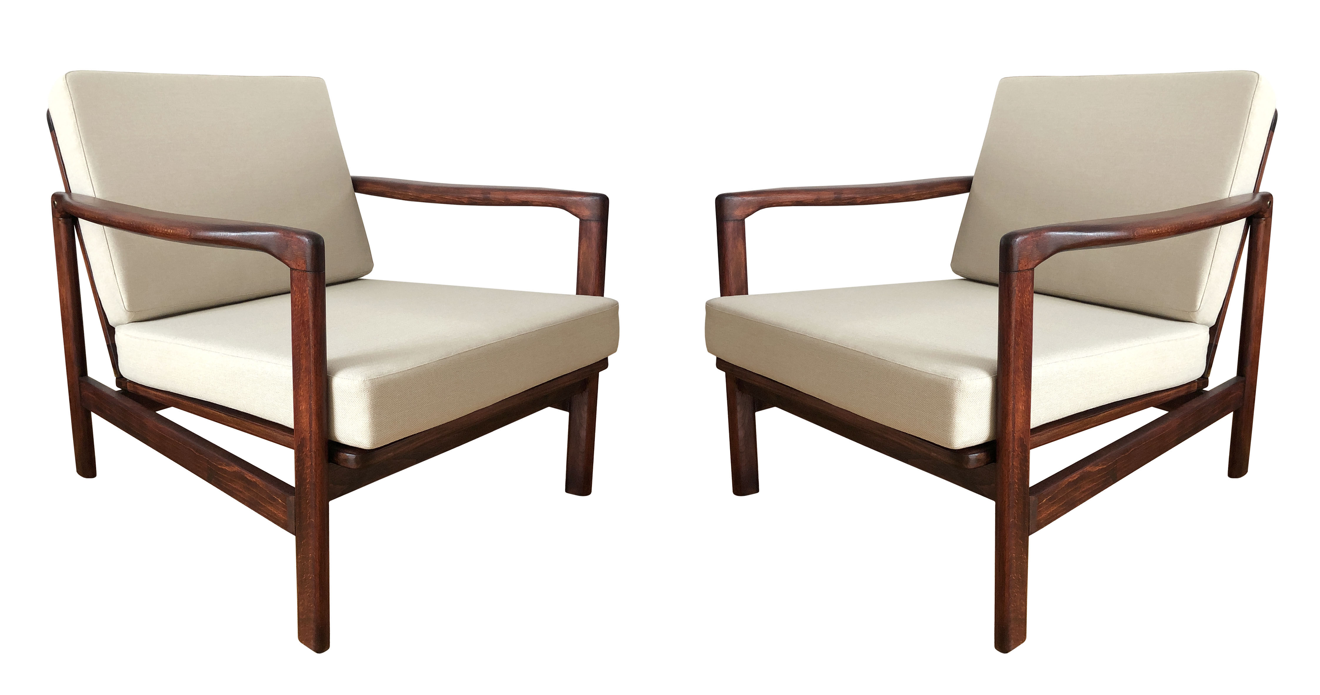 Beige Armchairs B 7752 By Zenon Bączyk For Swarzędzkie Fabryki Mebli, 1960s, Set Of 2
