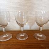 Set of 3 white wine glasses in cut glass