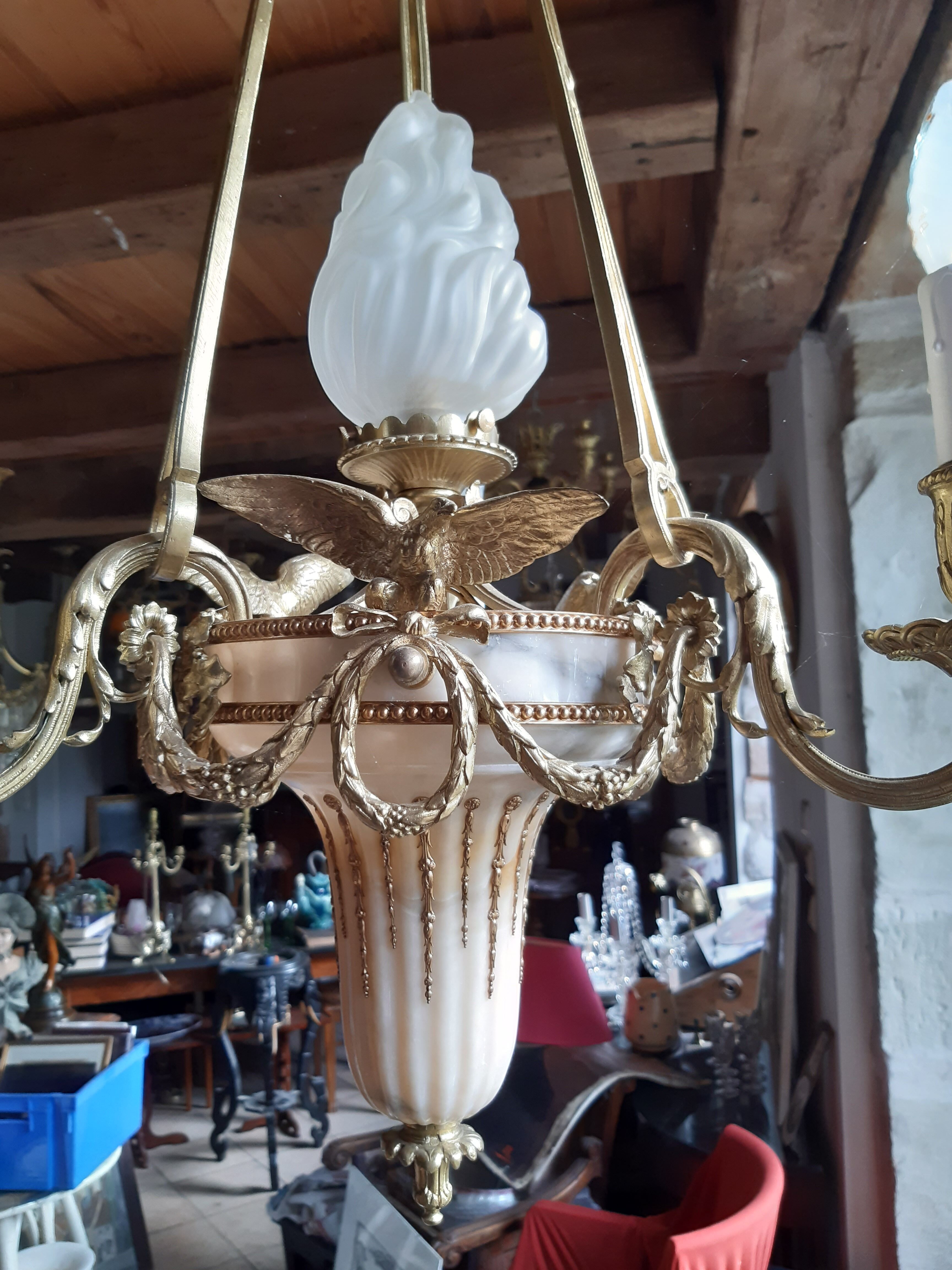 Mirror style Empire era Nap 3 bronze alabaster 4 fires