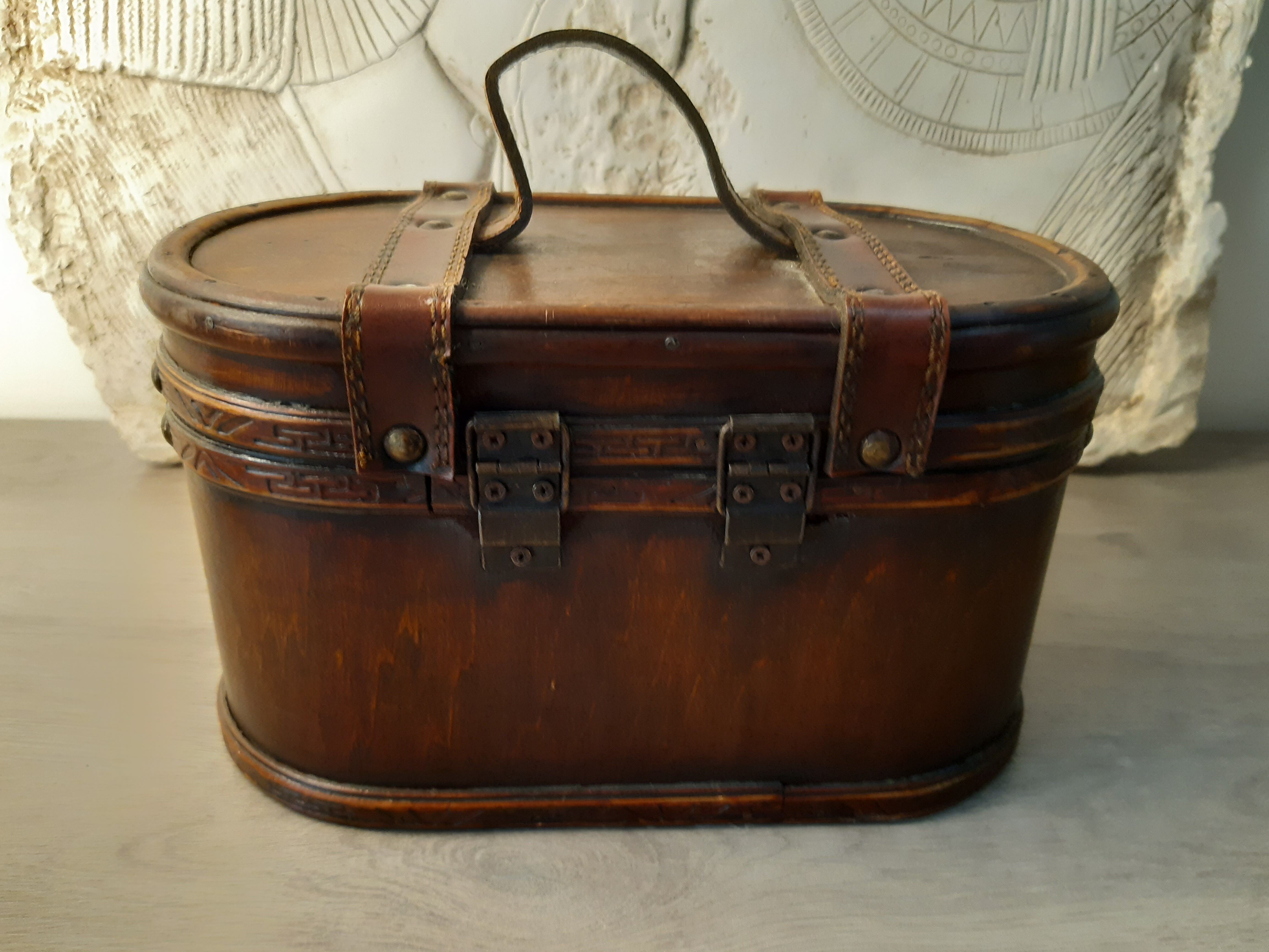 Chest old wood and leather