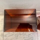 Pair of vintage smoked brown plexiglass side tables