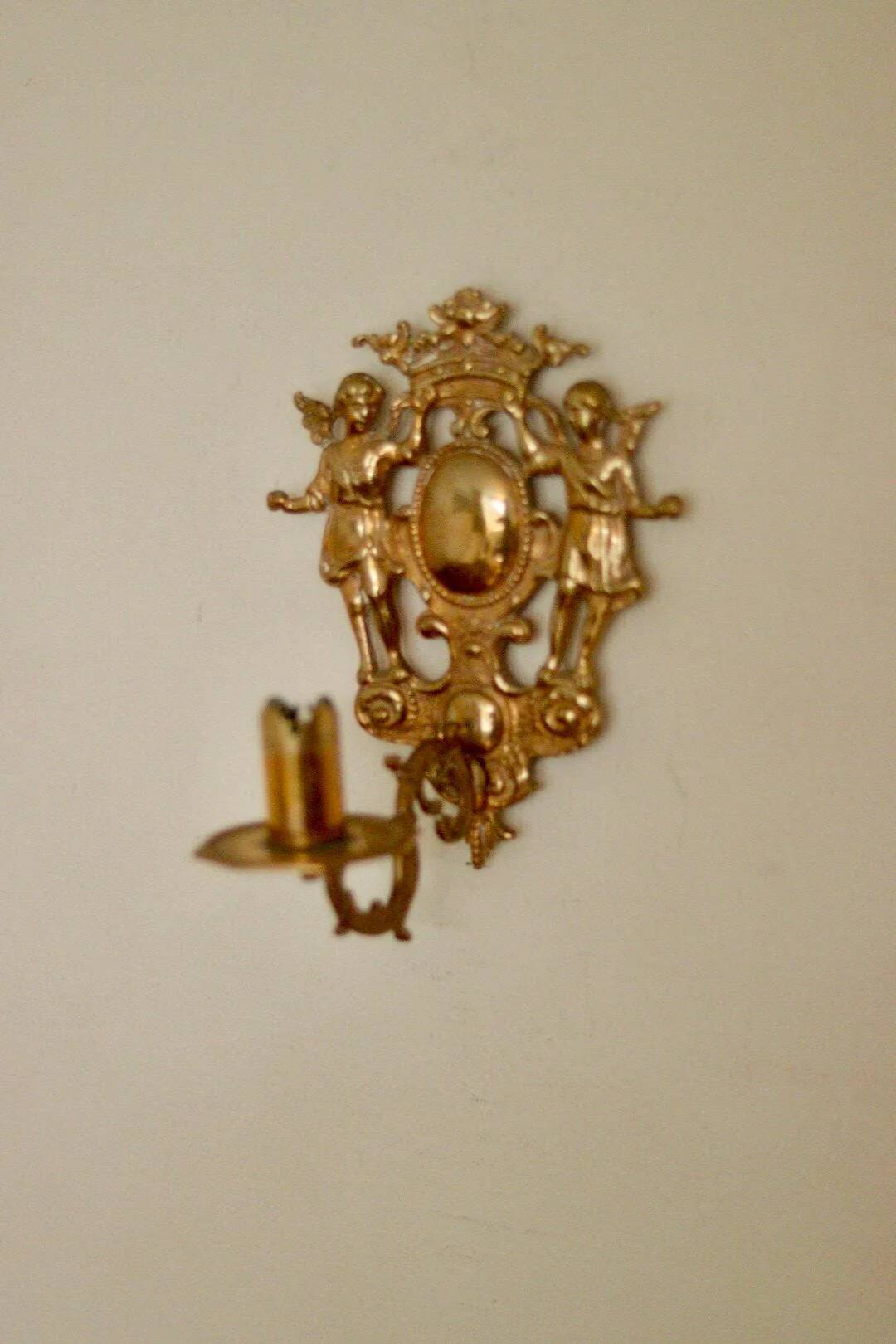 Pair of large Swedish brass wall sconces from the mid-century.