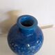 Vintage Italian vase in blue glazed ceramic, relief decoration.