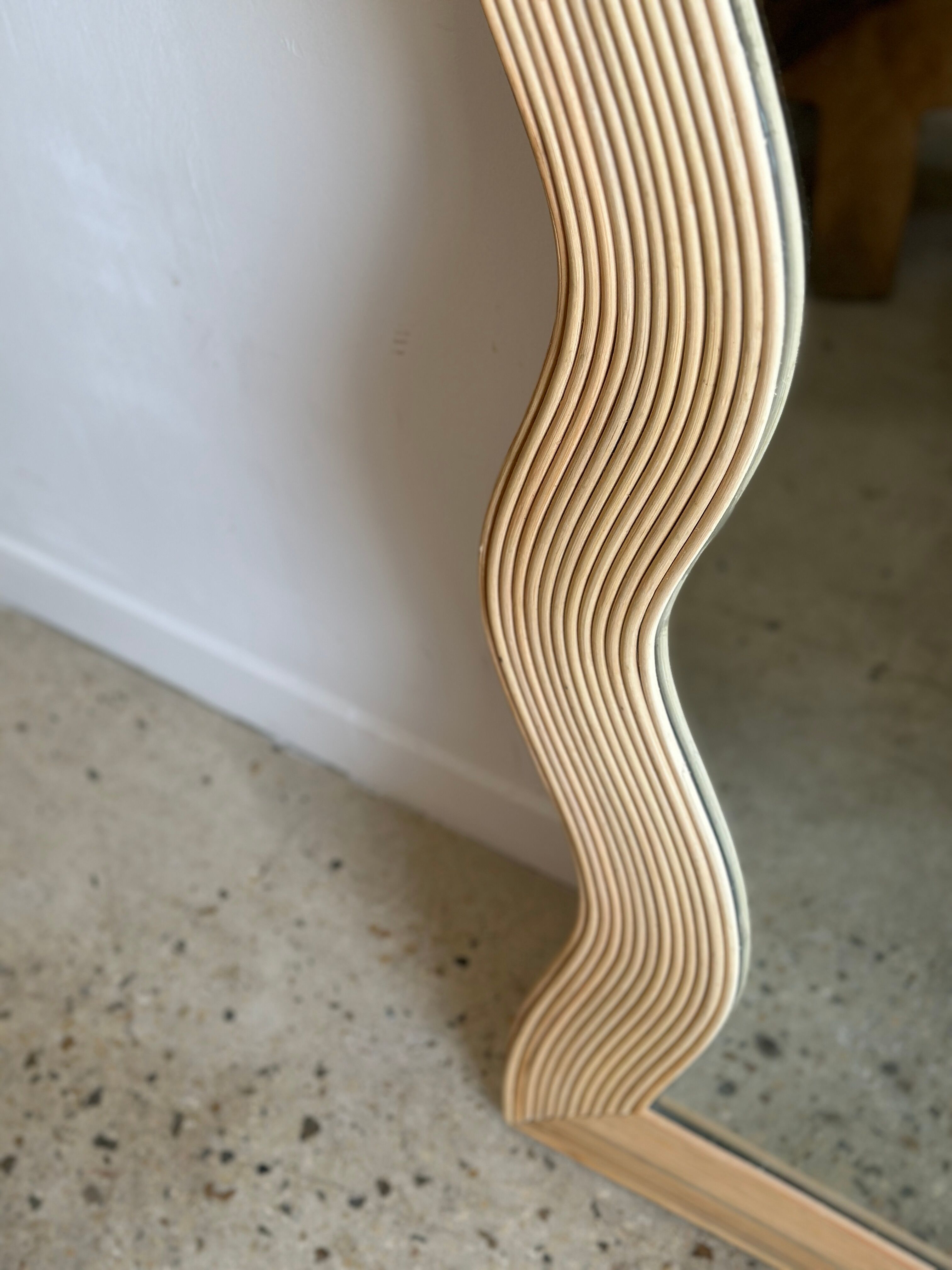 Zigzag rattan foot mirror H:182cm