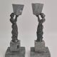 Rare bougeoirs décoratif en bronze et en pierre de savon, Finlande, Art Déco