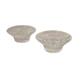 Set of 2 glass candle holders, ridged effect