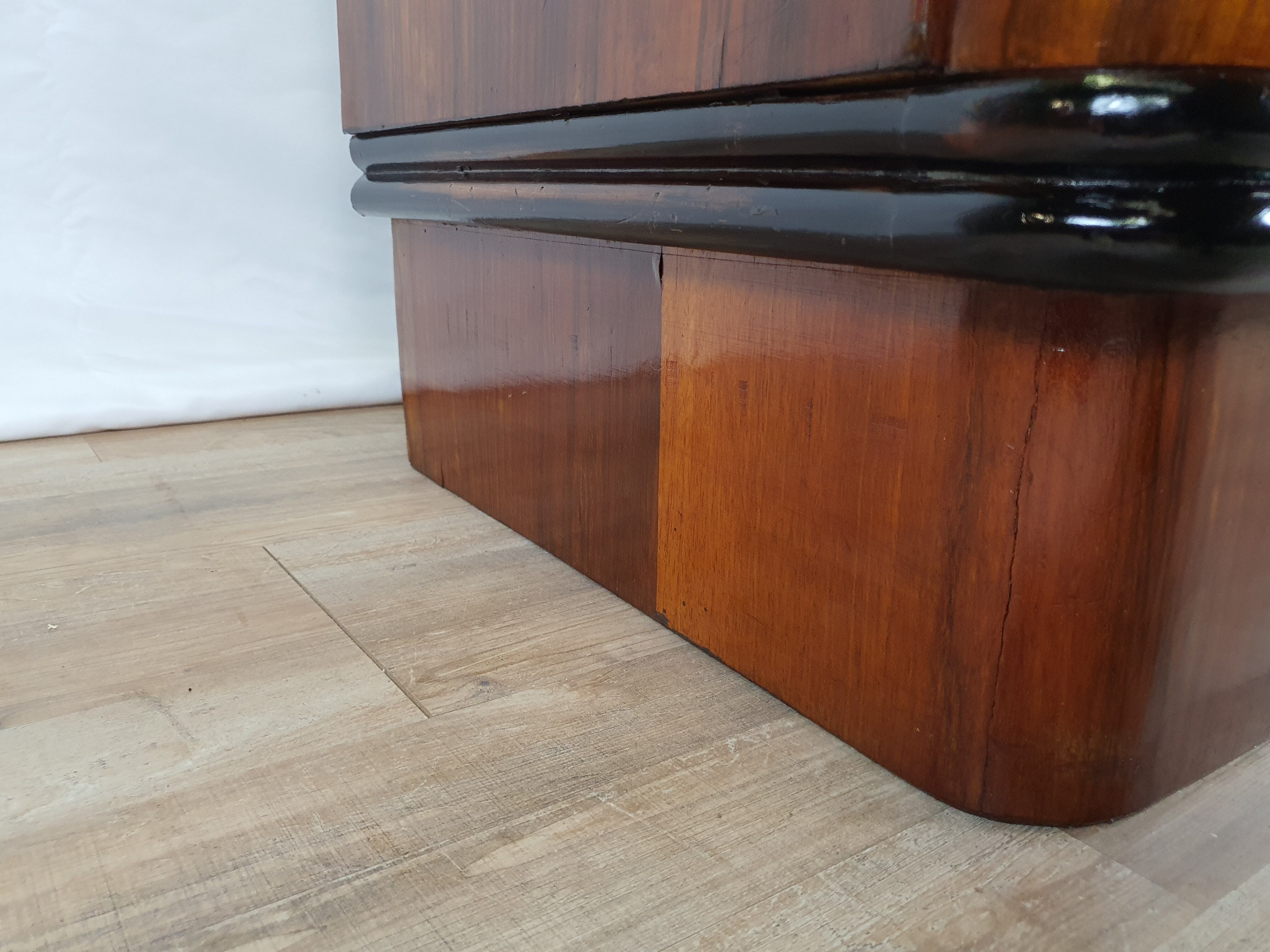 Art deco dining room sideboard in briar with upstand, 1940s