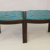 Pair of 50/60 design stools, jacquard fabric.