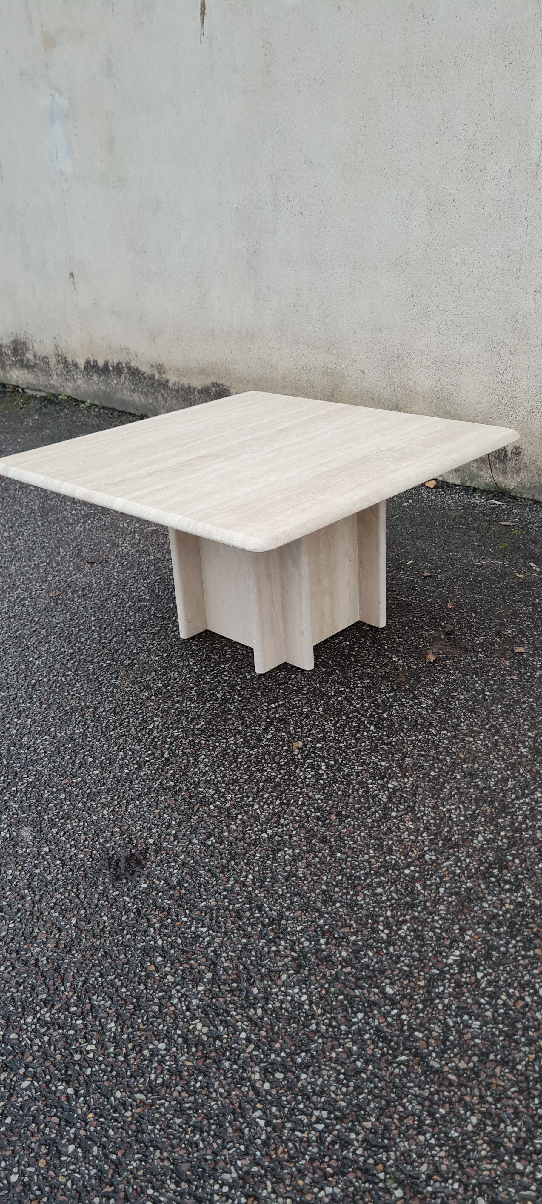 Square travertine coffee table