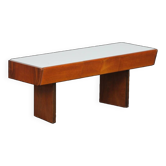 Vintage low console in wood and opaline, 1960