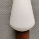 Wall lamp in teak with milky white cone-shaped shade in double glass