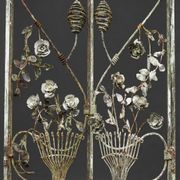 Panneau de fenêtre mural antique en métal forgé français