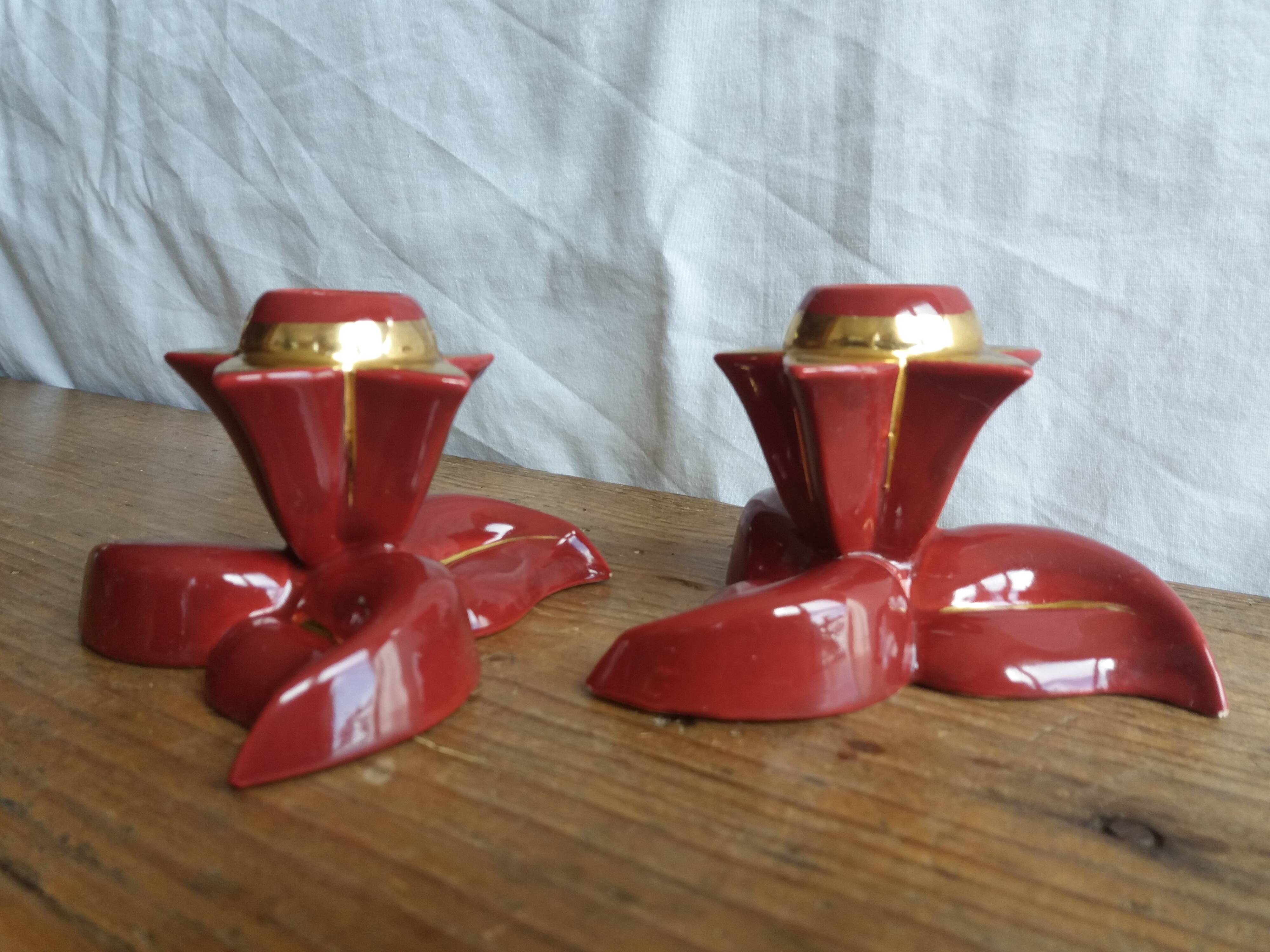 burgundy and gold candle holders