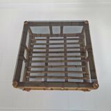 Italian bamboo coffee table with smoked glass, 1970s